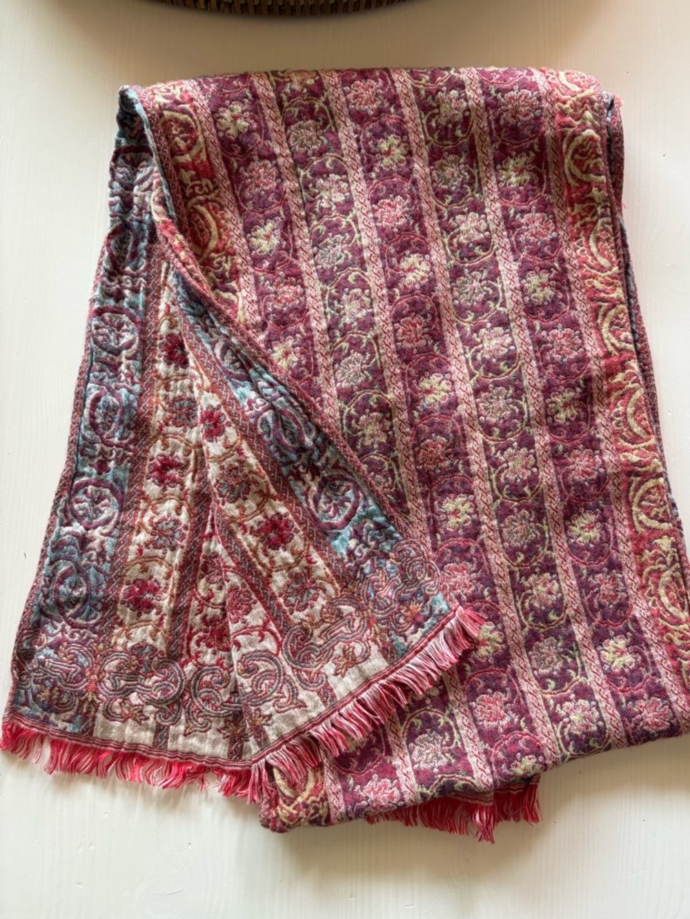 Petrusse Chenonceau Carmine Cotton and Silk Scarf - Picture 3 of 5